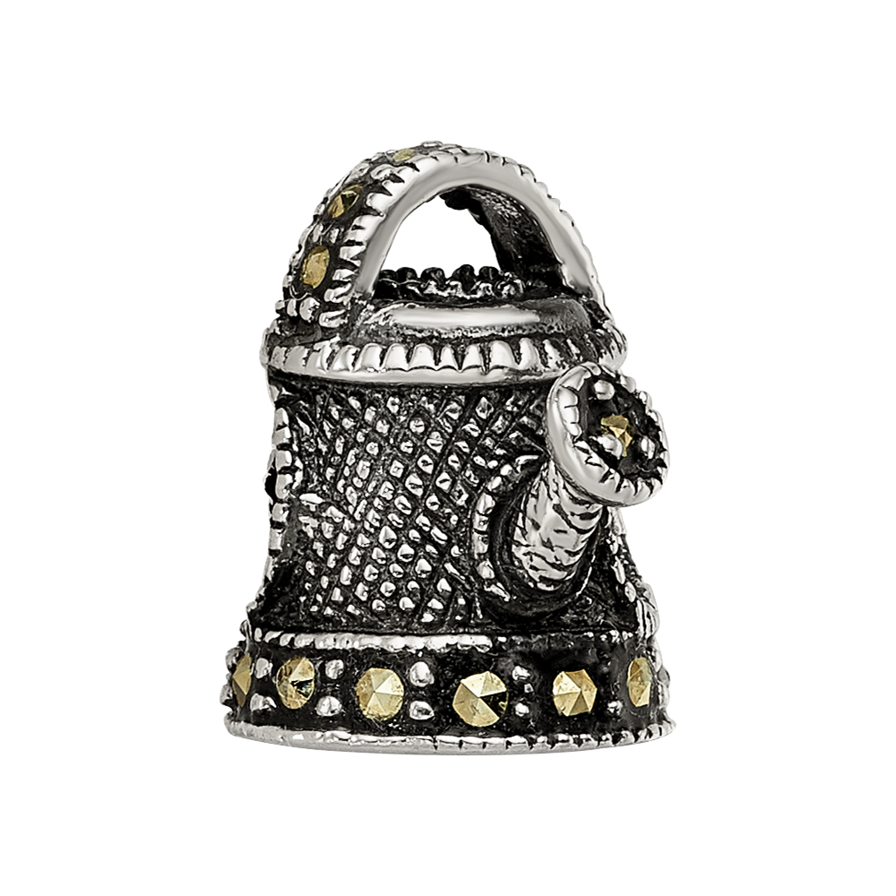 Sterling Silver Reflections Enameled Marcasite Watering Can Bead
