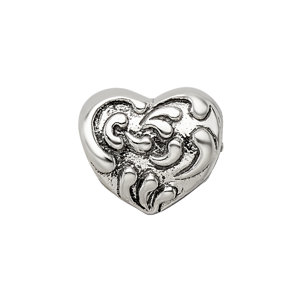 Sterling Silver Reflections Scroll Heart Bead