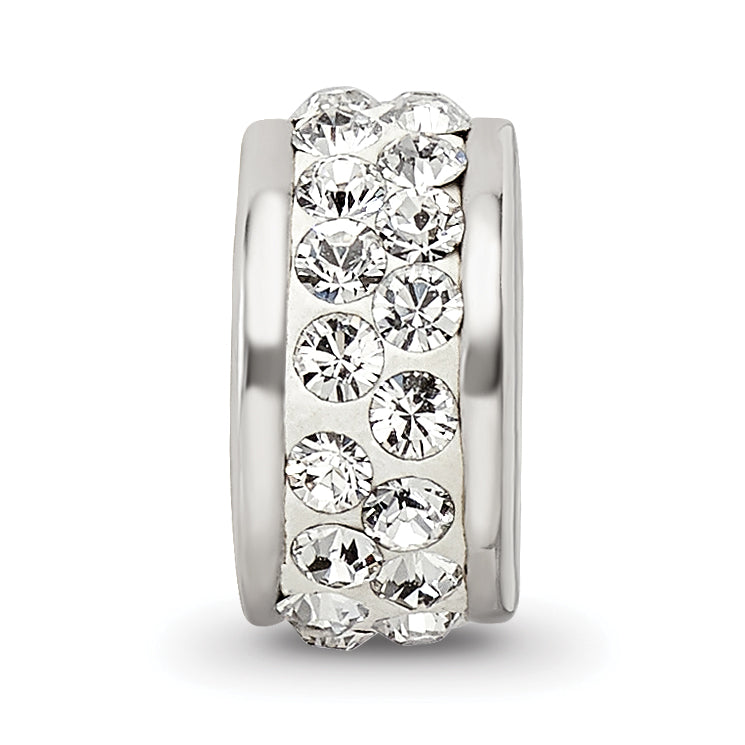 Sterling Silver Reflections Double Row White Preciosa Crystal Bead Size: 10.91MM X 4.55MM