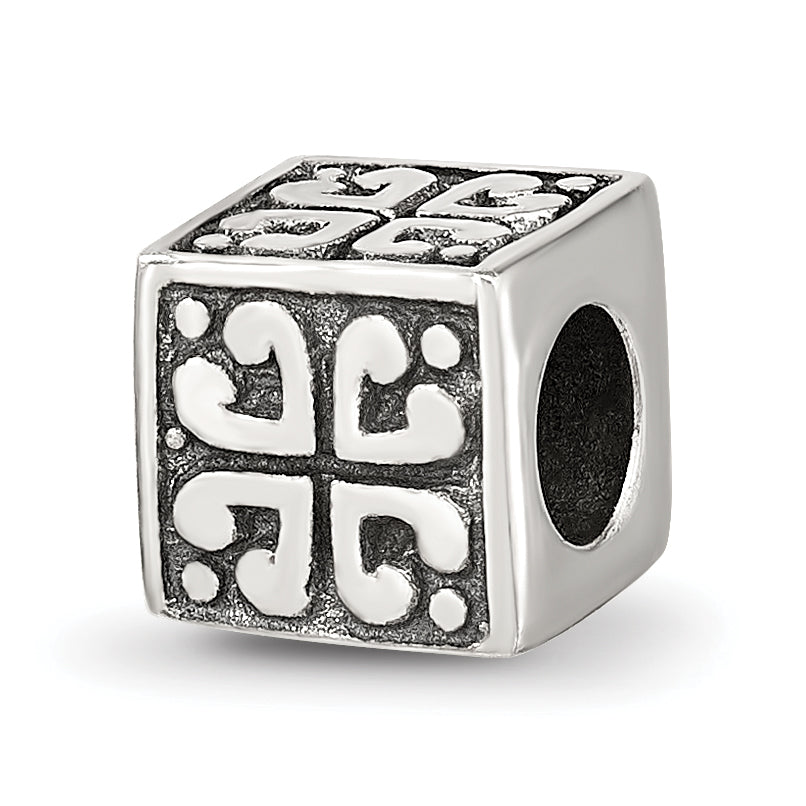 Sterling Silver Reflections Heart Cube Bead Size: 7.27MM X 7.27MM