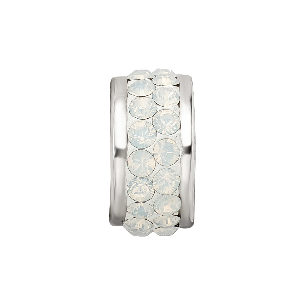 Sterling Silver Reflections Cream Double Row Preciosa Crystal Bead