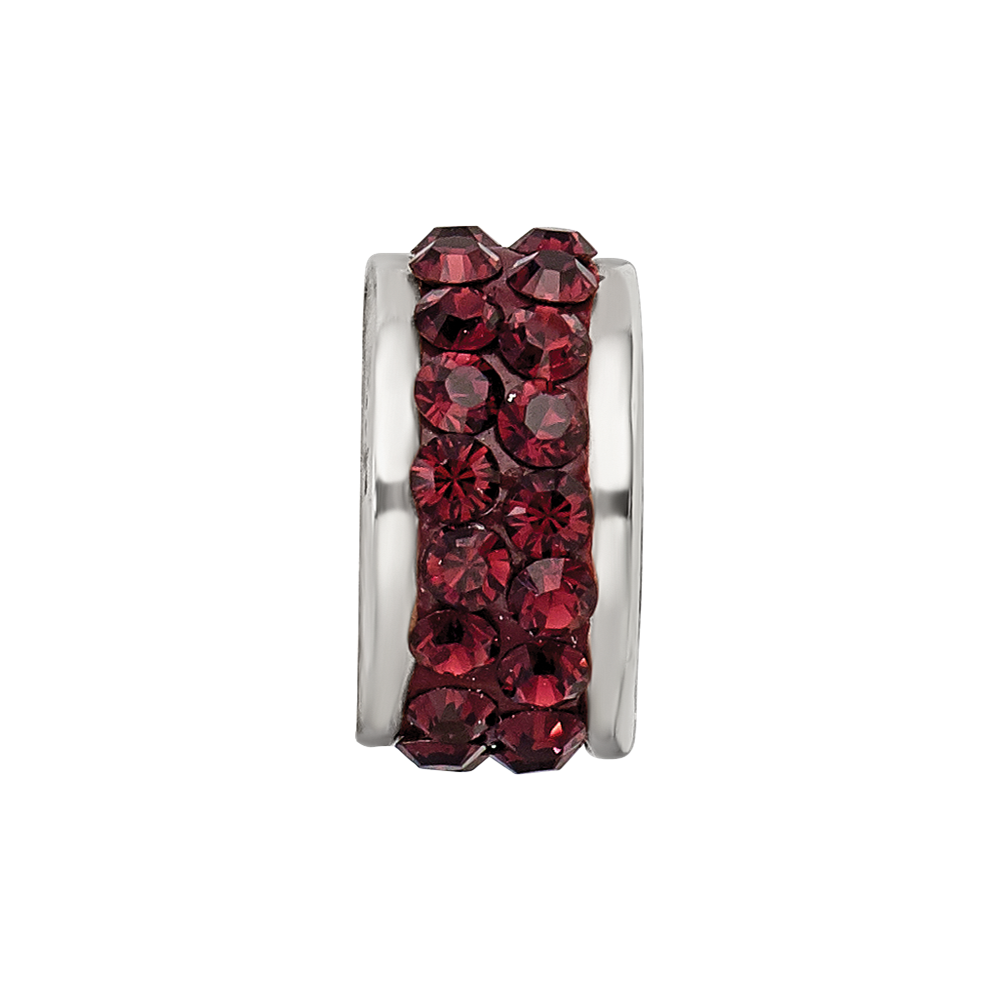 Sterling Silver Reflections Crimson Double Row Preciosa Crystal Bead