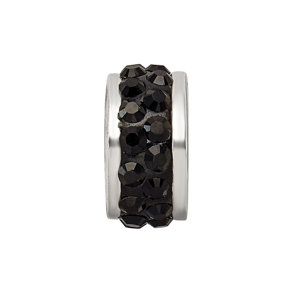 Sterling Silver Reflections Black Double Row Preciosa Crystal Bead