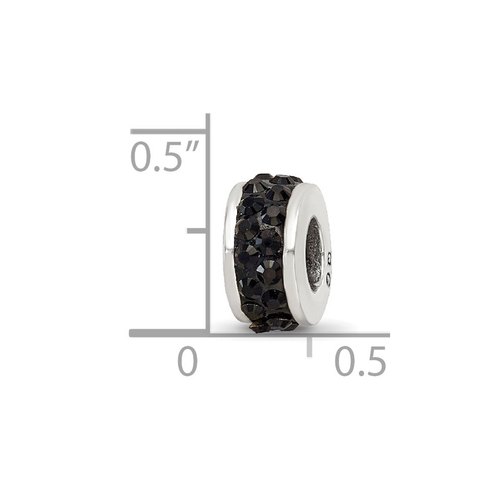 Sterling Silver Reflections Black Double Row Preciosa Crystal Bead