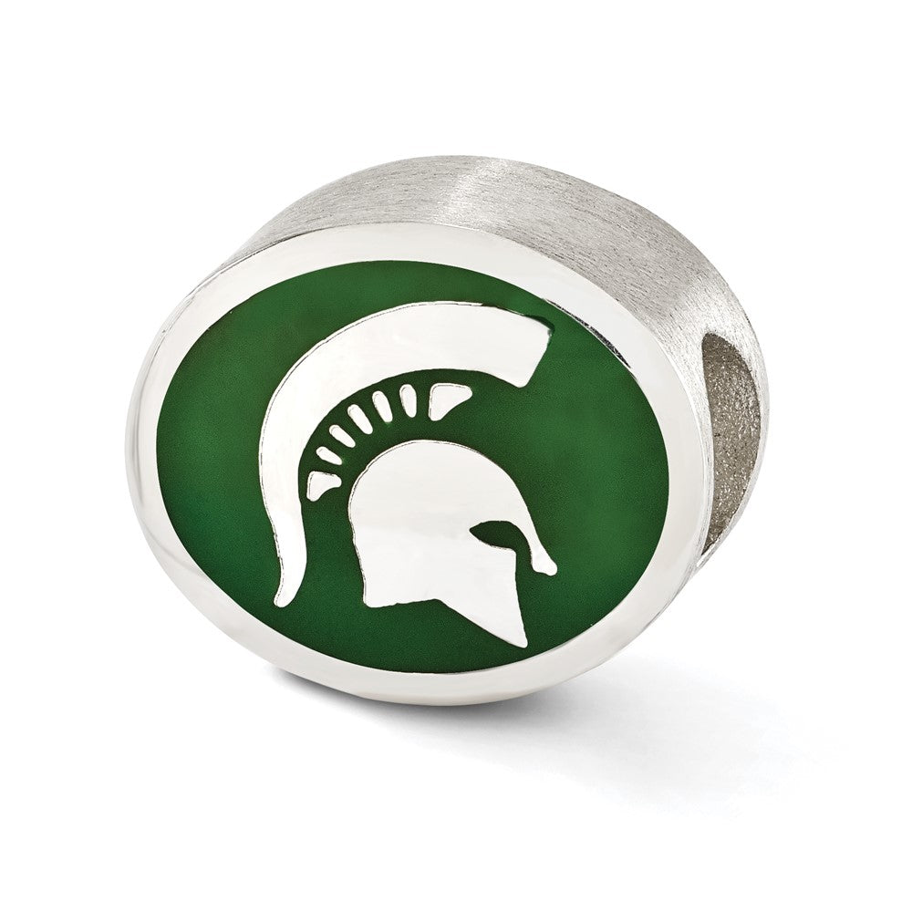 Sterling Silver Enameled Michigan State University Collegiate Bead