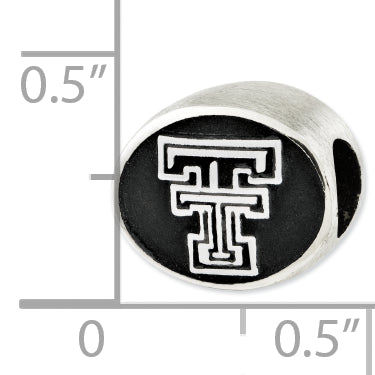 Sterling Silver Antiqued Texas Tech University Collegiate Bead Size: 10MM X 11MM
