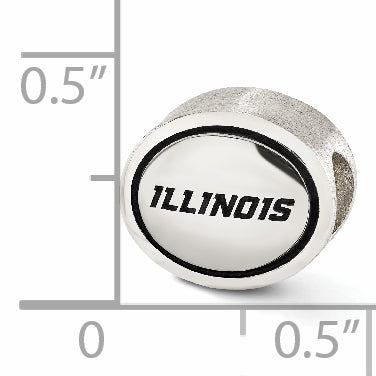 Sterling Silver Antiqued University of Illinois Collegiate Bead Size: 10MM X 11MM