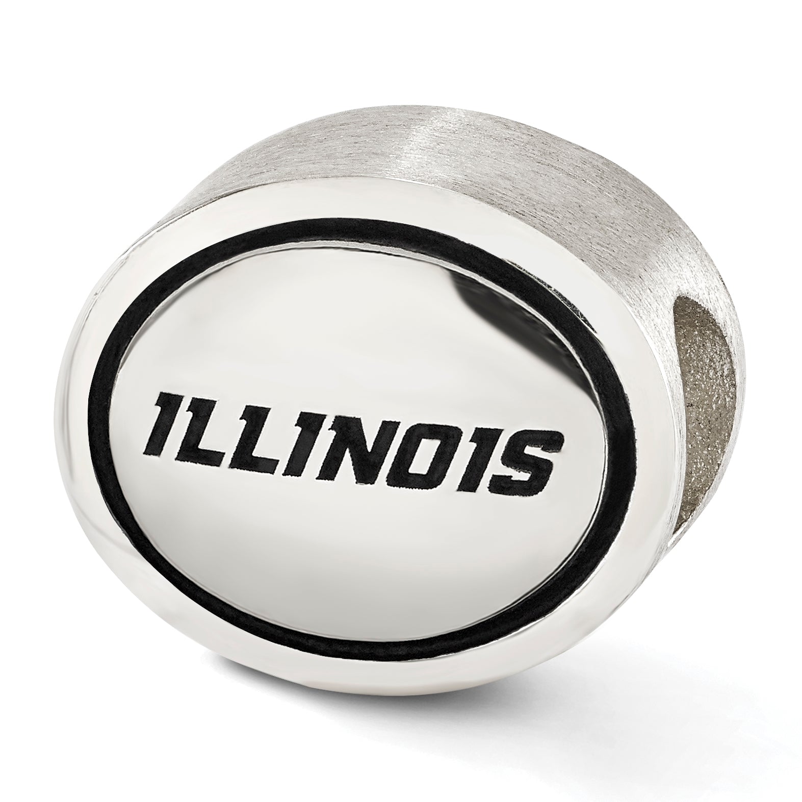 Sterling Silver Antiqued University of Illinois Collegiate Bead Size: 10MM X 11MM