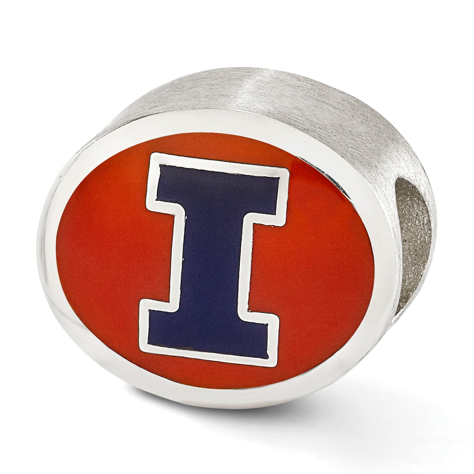 Sterling Silver Enameled University of Illinois Collegiate Bead Size: 10MM X 11MM