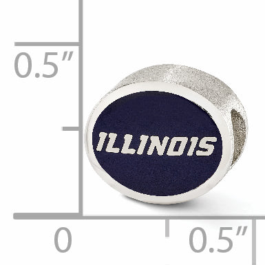 Sterling Silver Enameled University of Illinois Collegiate Bead Size: 10MM X 11MM