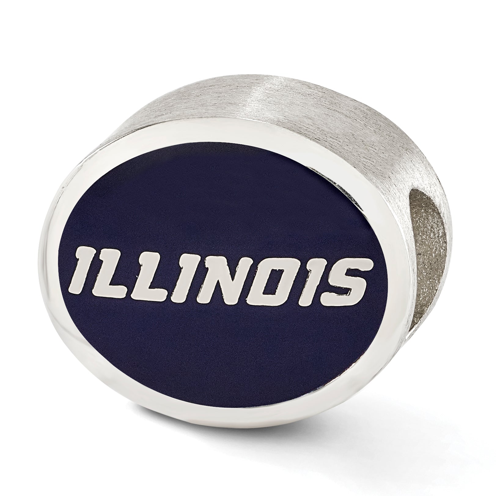 Sterling Silver Enameled University of Illinois Collegiate Bead Size: 10MM X 11MM