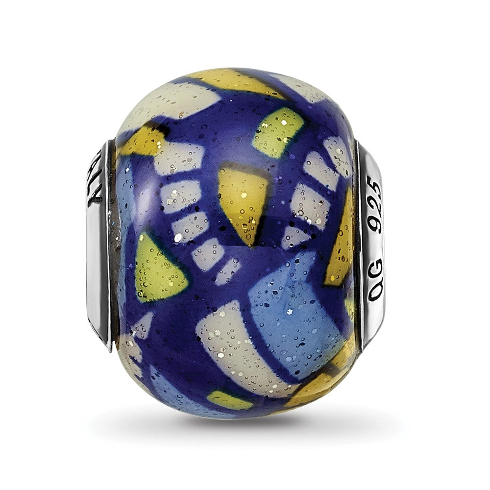 Sterling Silver Reflections Multicolor w/Glitter Overlay Glass Bead