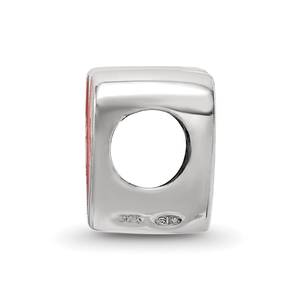 Sterling Silver Red Enameled Heart Reflections Bead