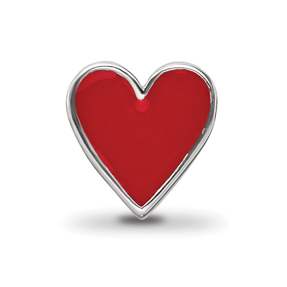 Sterling Silver Red Enameled Heart Reflections Bead