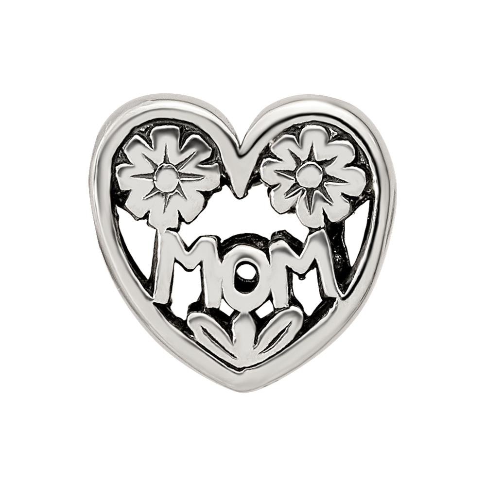 Sterling Silver Reflections Mom Heart Bead