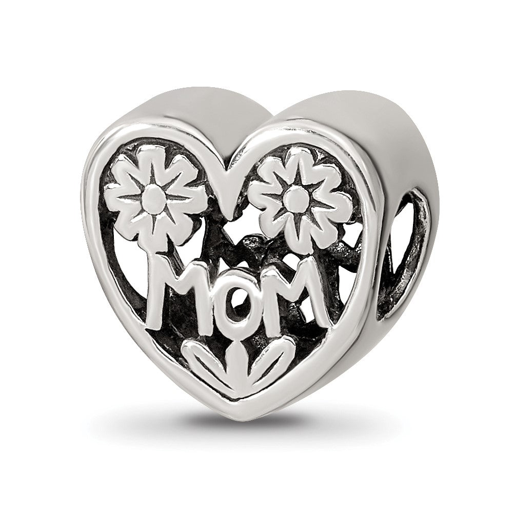 Sterling Silver Reflections Mom Heart Bead