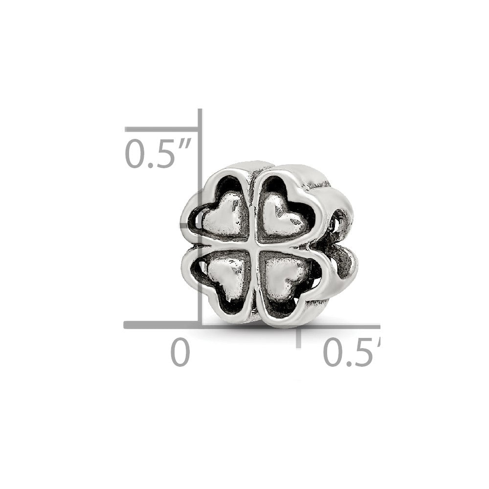 Sterling Silver Reflections Four Leaf Heart Clover Bead