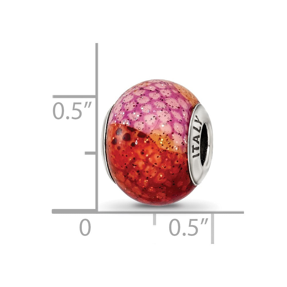 Sterling Silver Reflections Italian Pink & Orange Python Glass Bead