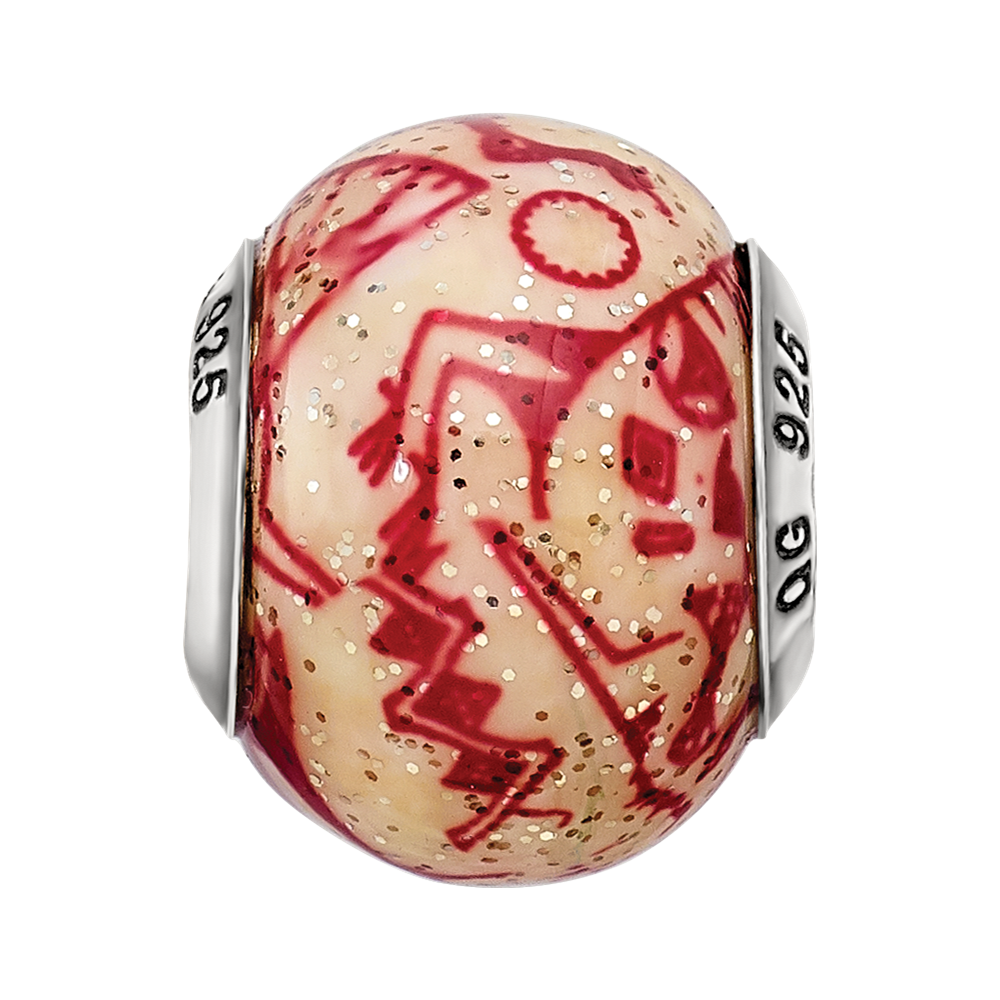 Sterling Silver Reflections Italian Decorative Red Glass Bead