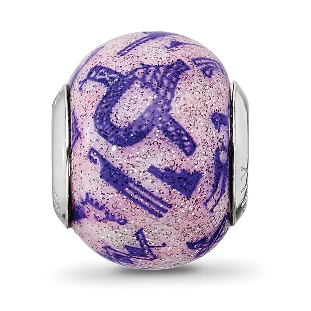 Sterling Silver Reflections Italian Decorative Purple Glass Bead