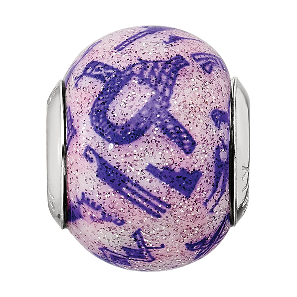 Sterling Silver Reflections Italian Decorative Purple Glass Bead