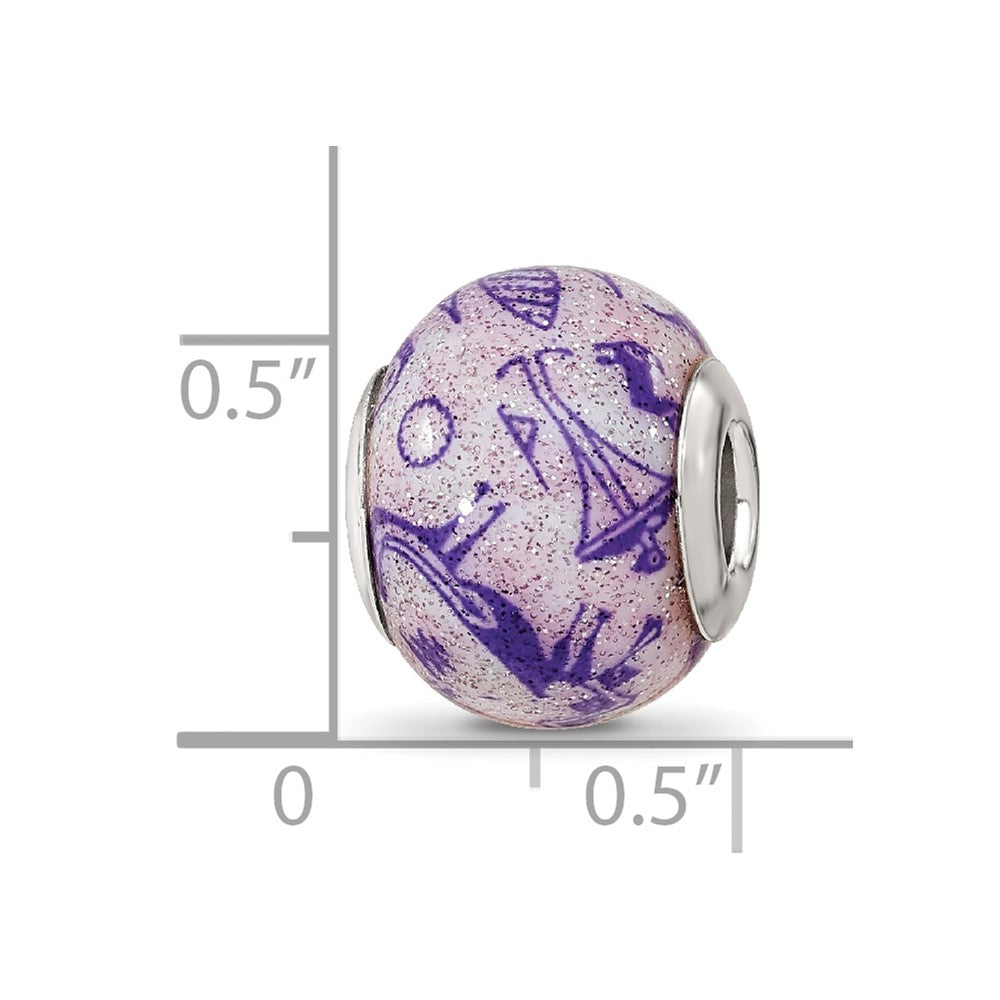 Sterling Silver Reflections Italian Decorative Purple Glass Bead