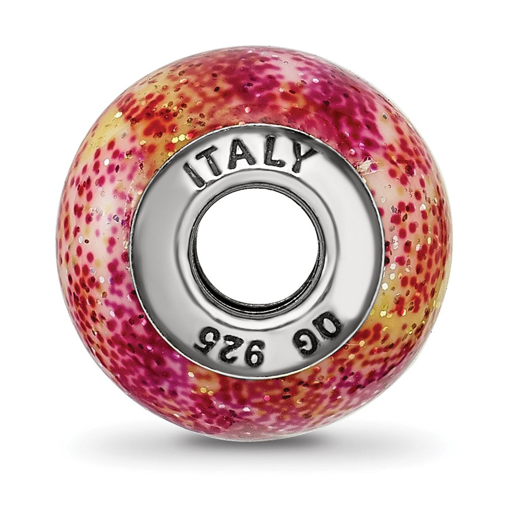 Sterling Silver Reflections Italian Fuschia & Yellow Glass Bead