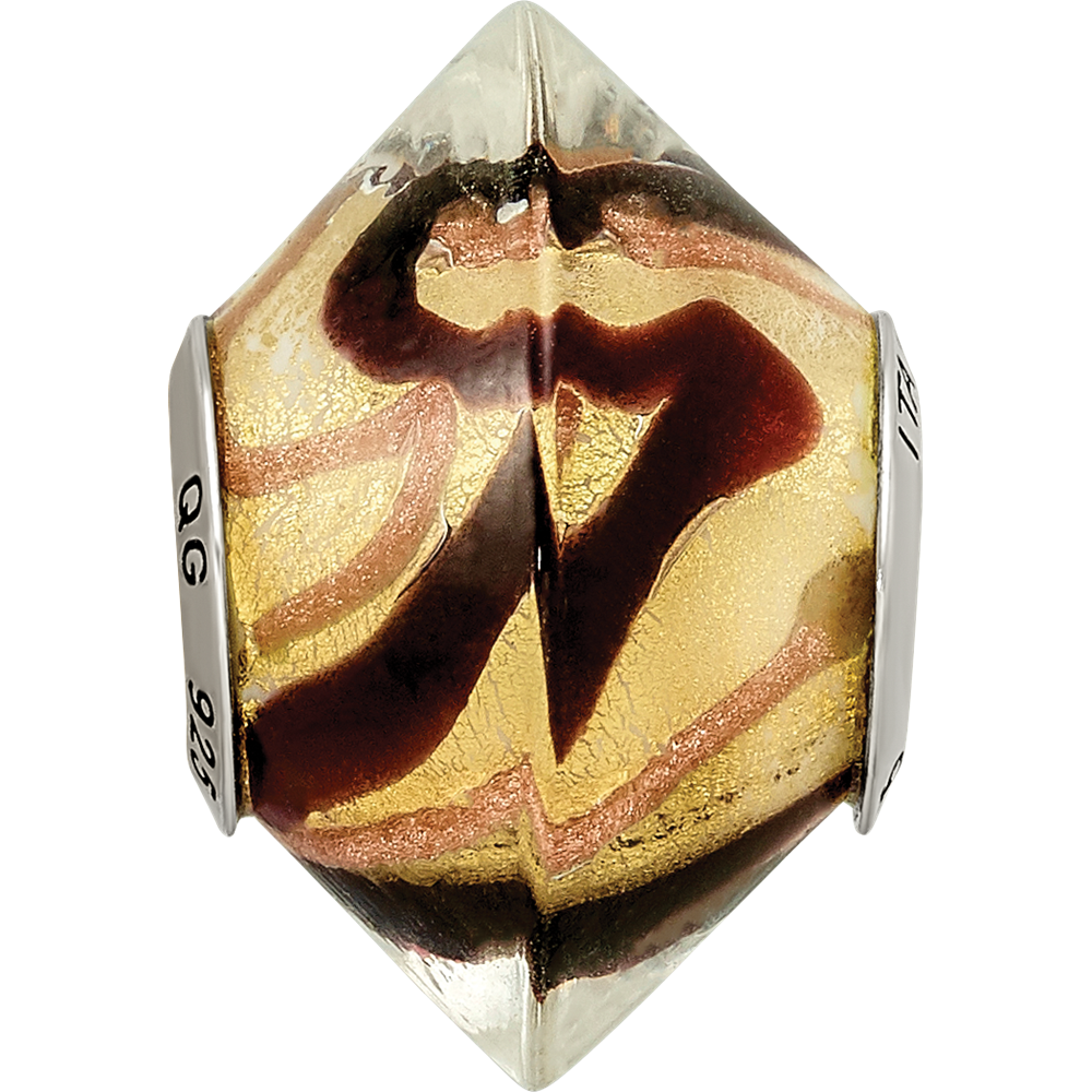 Sterling Silver Reflections Yellow/Black Italian Murano Glass Bead