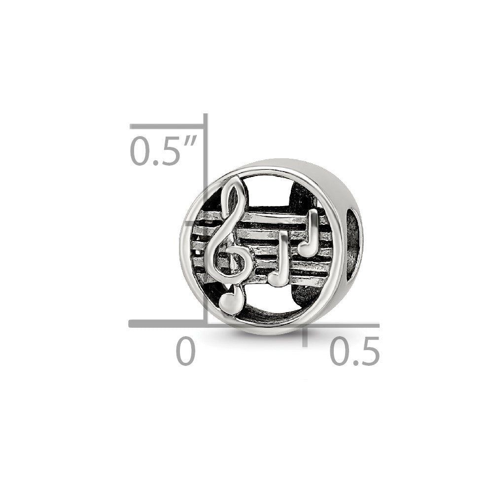 Sterling Silver Reflections Music Notes & Staff Bead