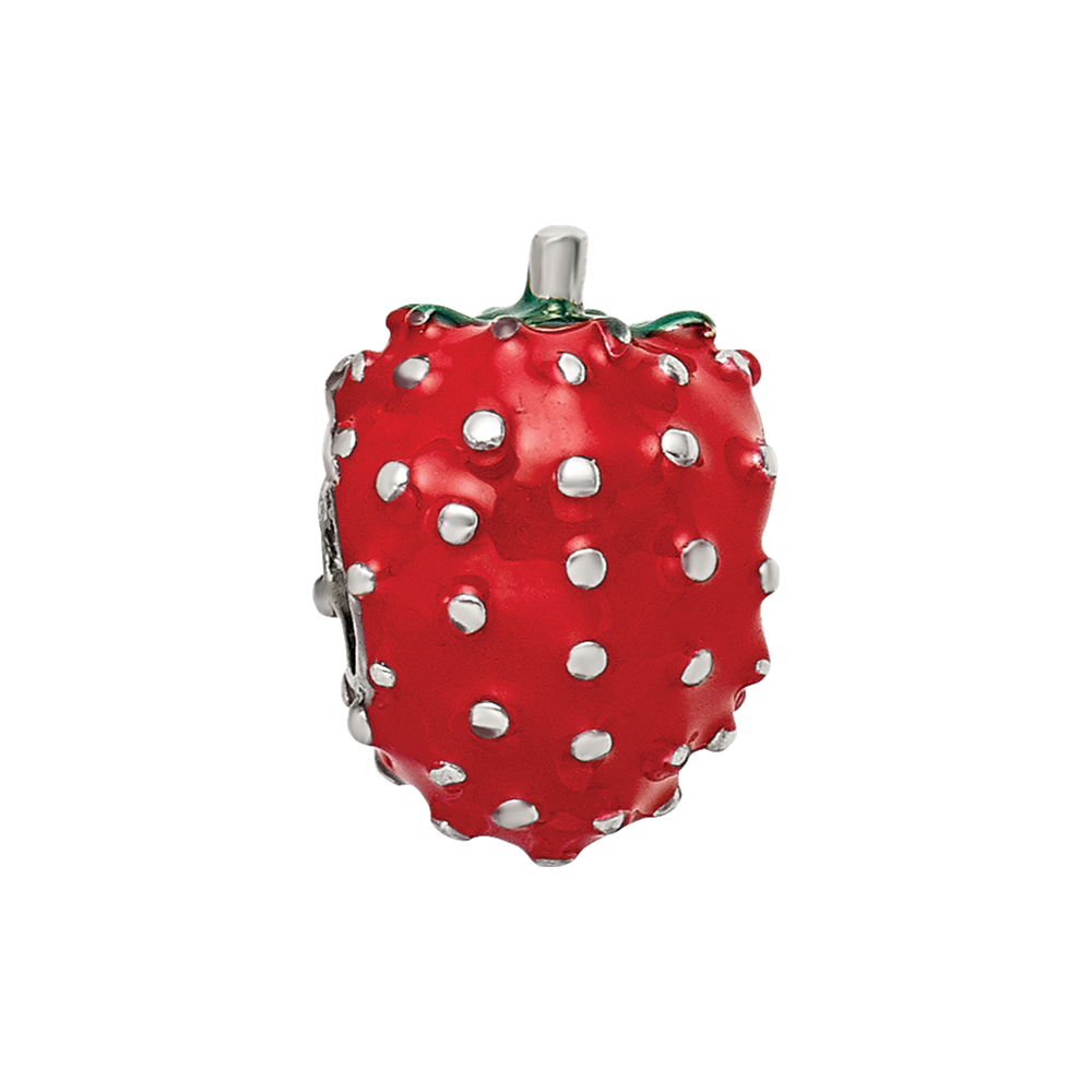 Sterling Silver Reflections Kids Enameled Strawberry Bead
