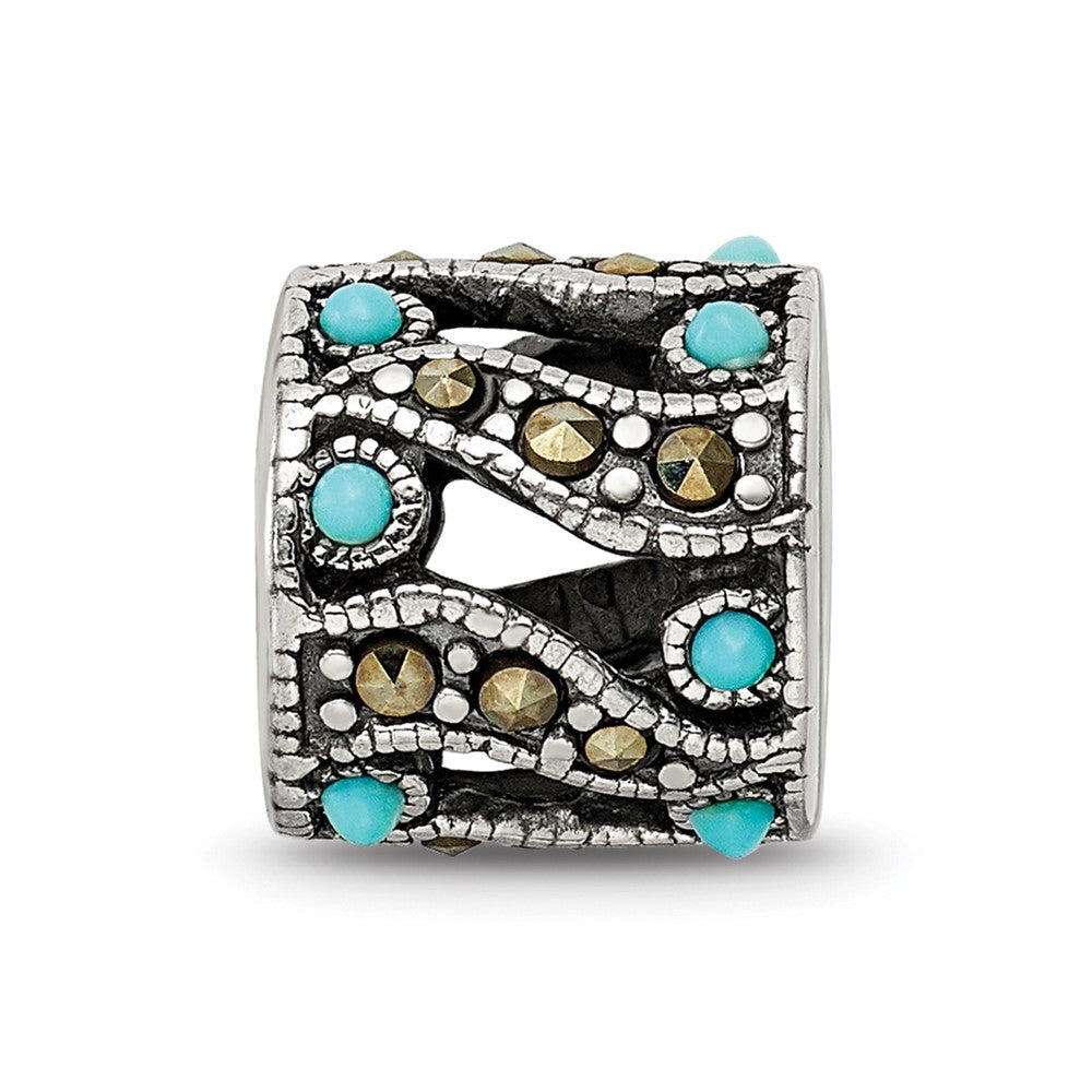 Sterling Silver Reflections Marcasite & Turquoise Bead