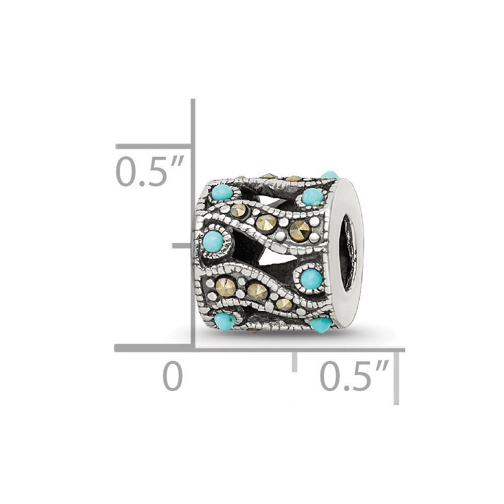 Sterling Silver Reflections Marcasite & Turquoise Bead
