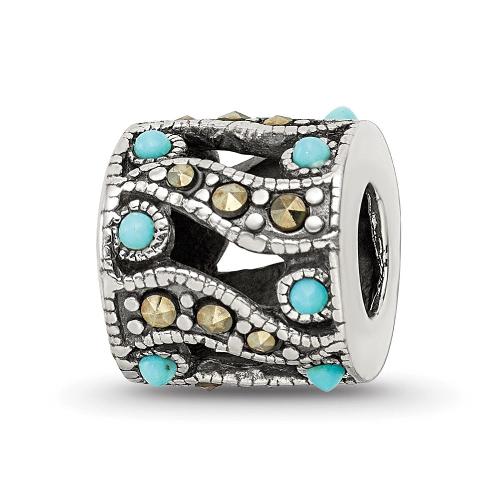 Sterling Silver Reflections Marcasite & Turquoise Bead