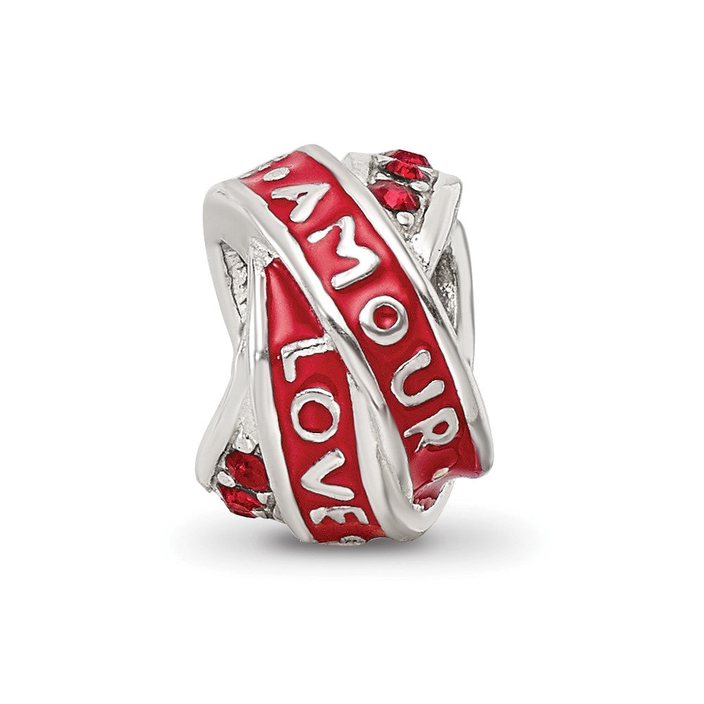 Sterling Silver Reflections Love/Amour Red Preciosa Crystal Bead
