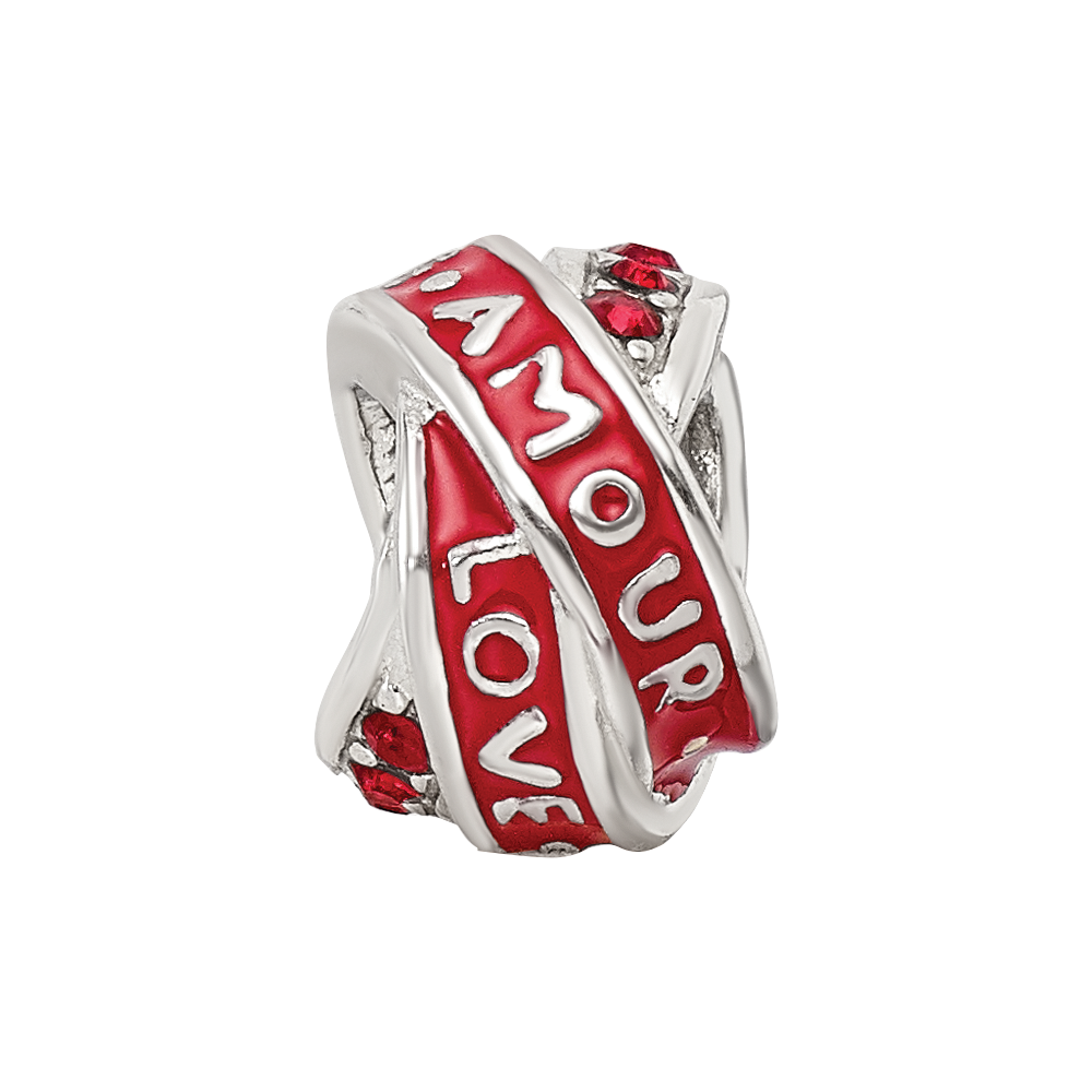 Sterling Silver Reflections Love/Amour Red Preciosa Crystal Bead