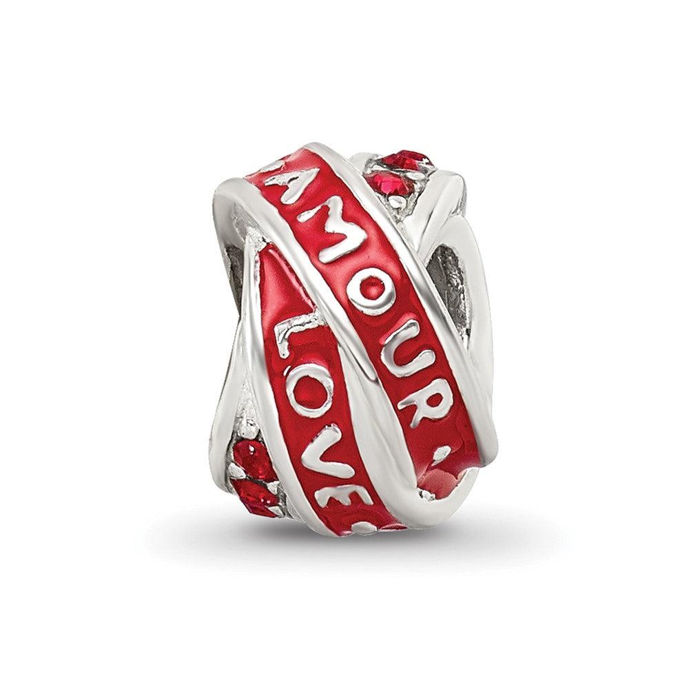 Sterling Silver Reflections Love/Amour Red Preciosa Crystal Bead