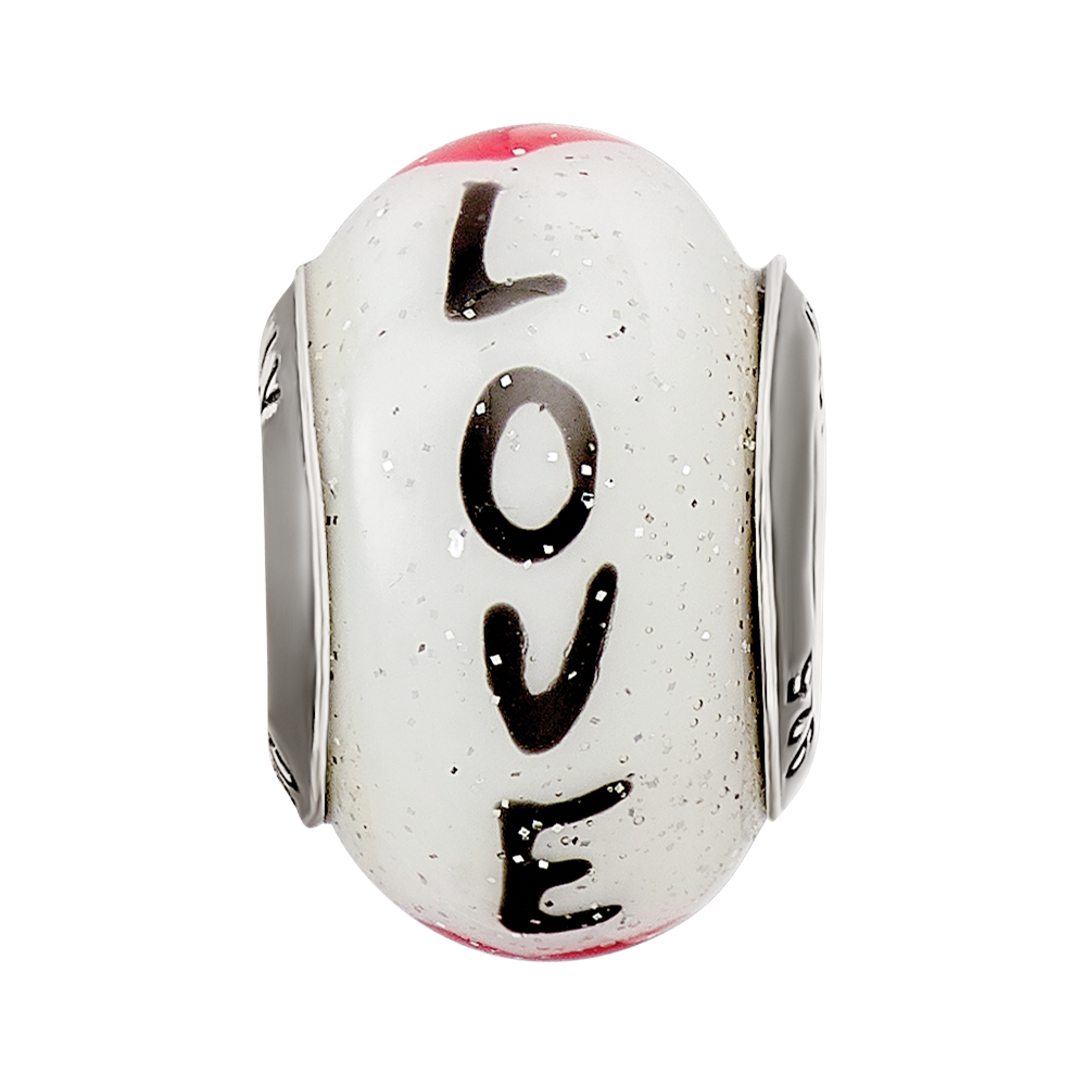 Sterling Silver Reflections Love w/Hearts Italian Glass Bead