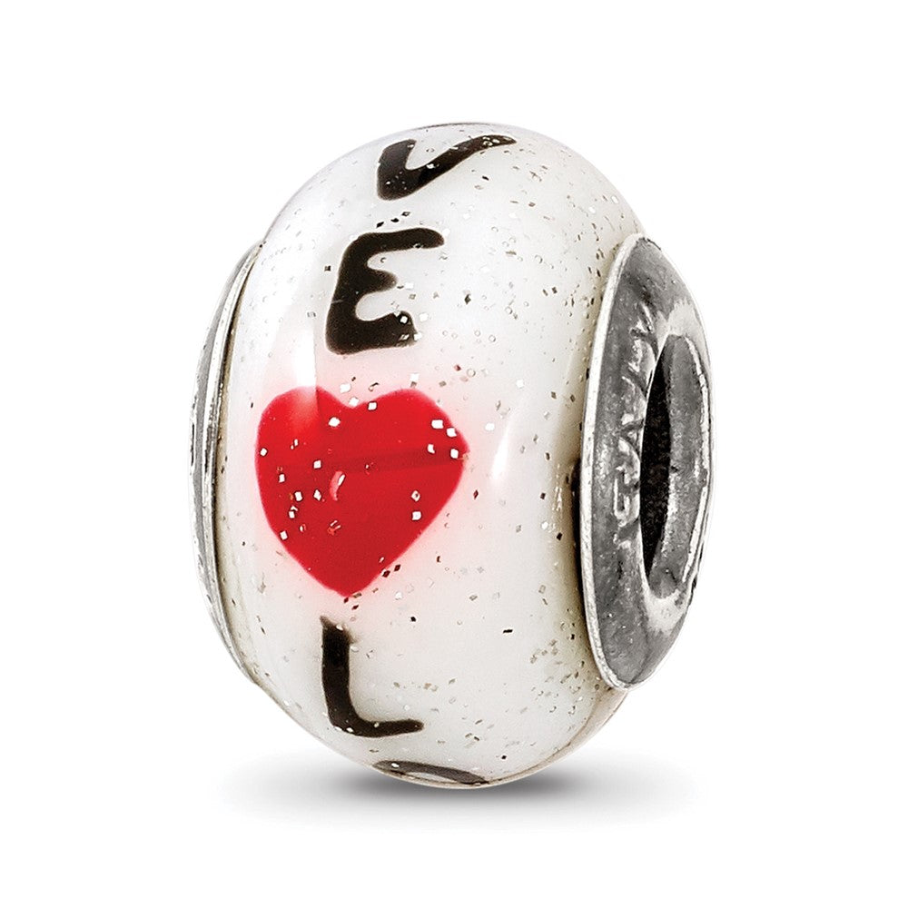 Sterling Silver Reflections Love w/Hearts Italian Glass Bead