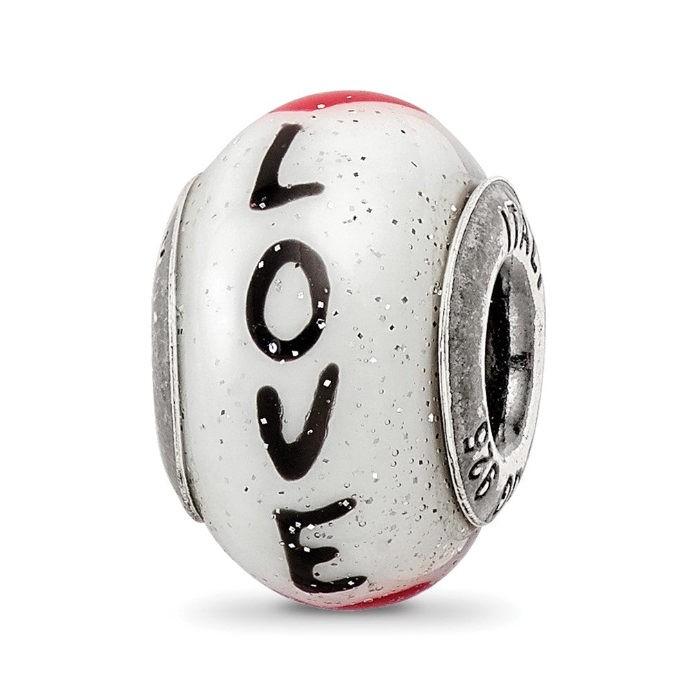 Sterling Silver Reflections Love w/Hearts Italian Glass Bead