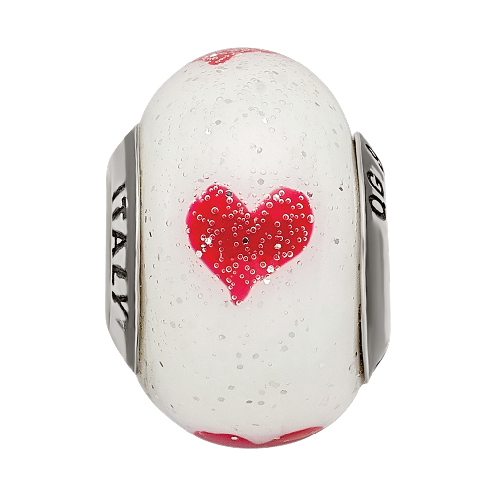 Sterling Silver Reflections Hearts Italian Glass Bead