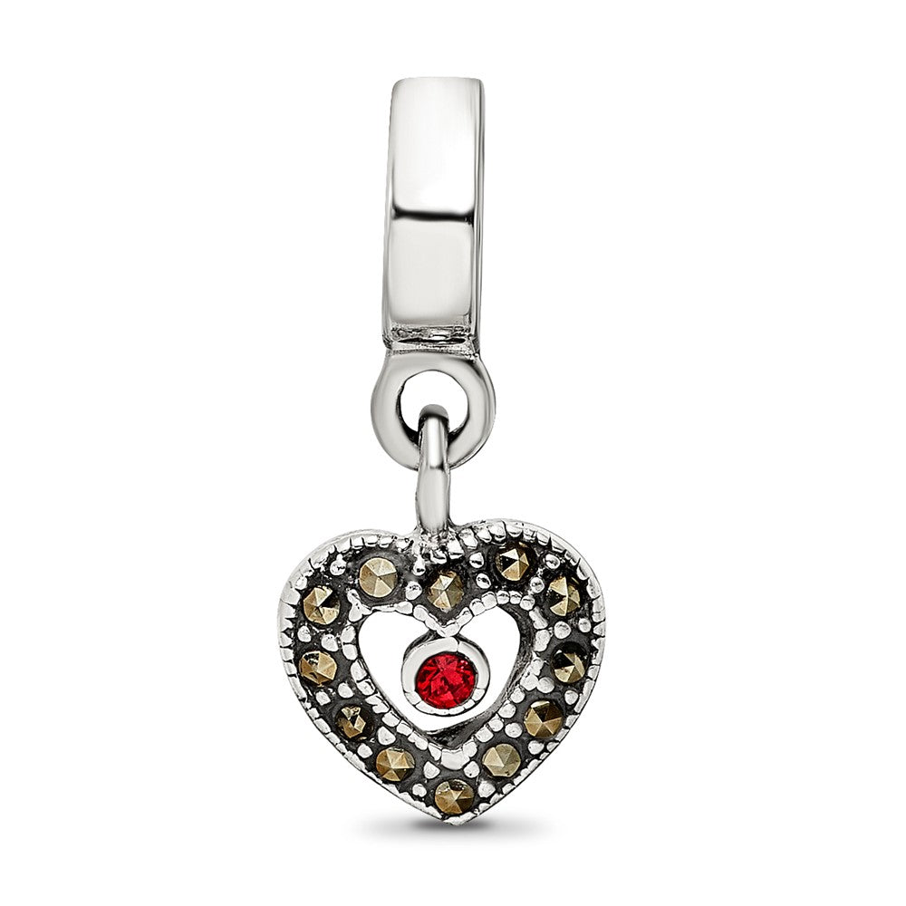 Sterling Silver Reflections Marcasite Heart Dangle Bead