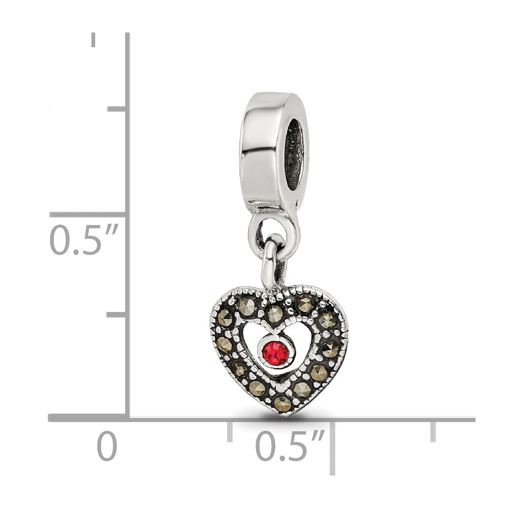 Sterling Silver Reflections Marcasite Heart Dangle Bead