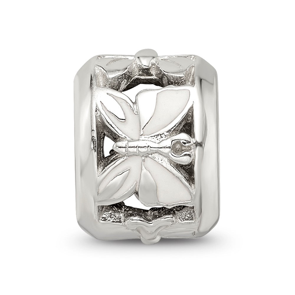 Sterling Silver Reflections White Enameled Butterfly Bead