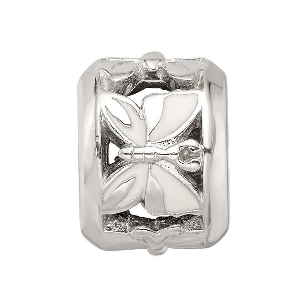 Sterling Silver Reflections White Enameled Butterfly Bead