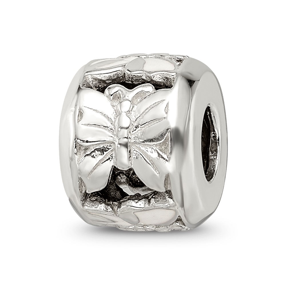 Sterling Silver Reflections White Enameled Butterfly Bead