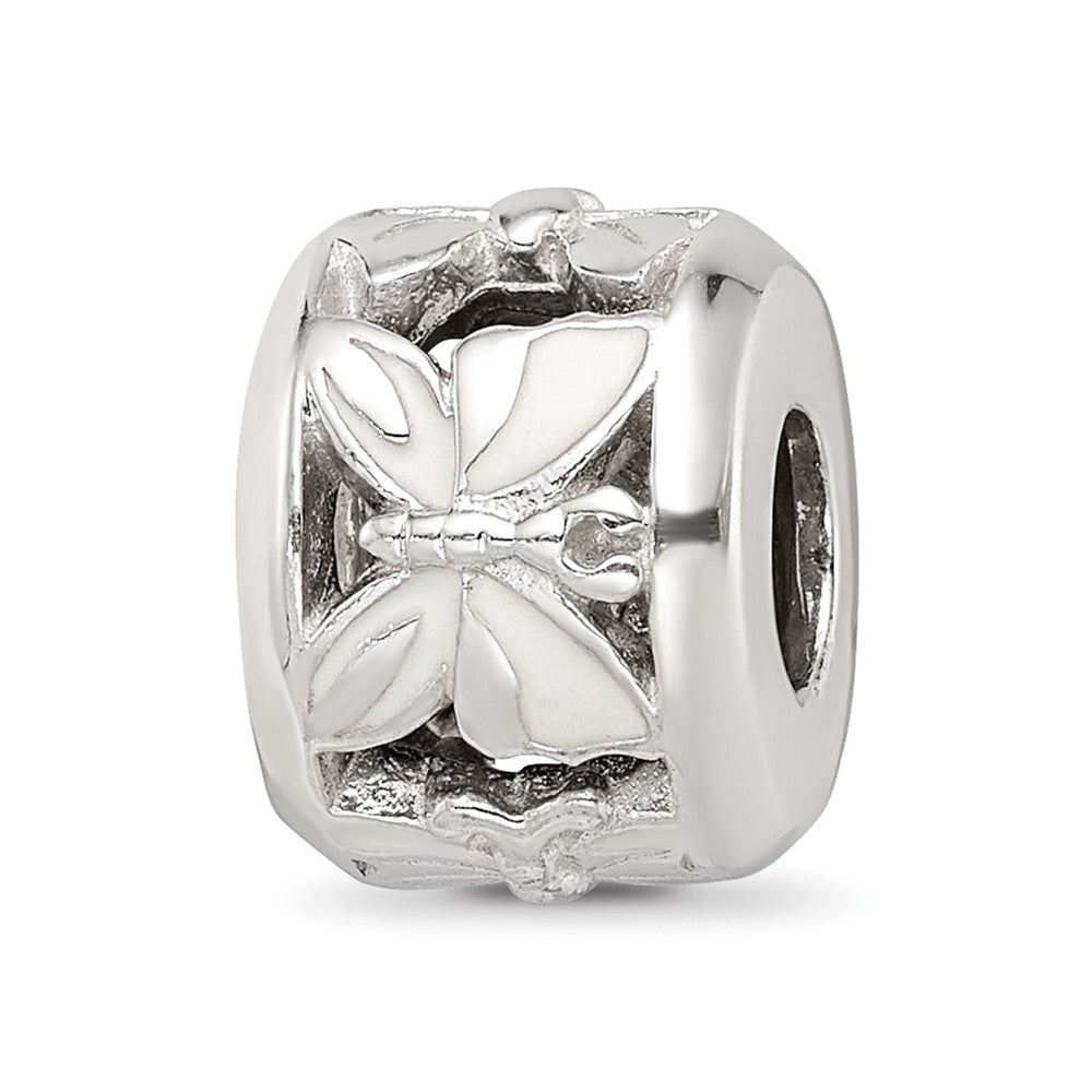 Sterling Silver Reflections White Enameled Butterfly Bead