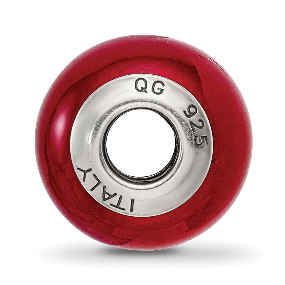Sterling Silver Reflections Red Italian Murano Glass Bead