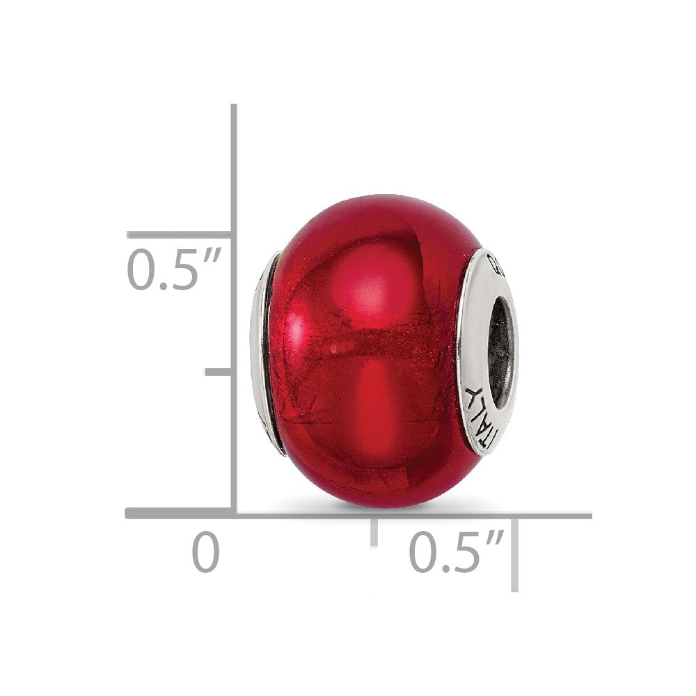 Sterling Silver Reflections Red Italian Murano Glass Bead