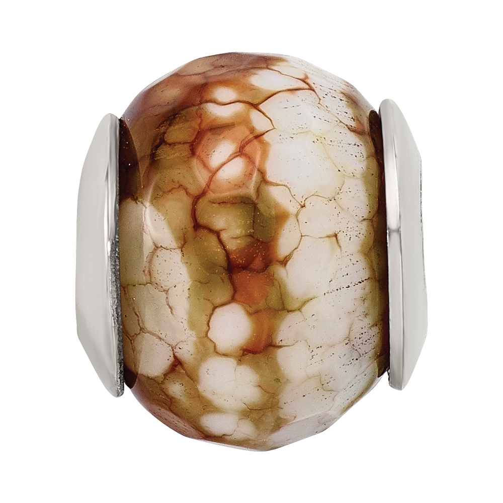 Sterling Silver Reflections Cracked Agate w/Shell Stone Bead