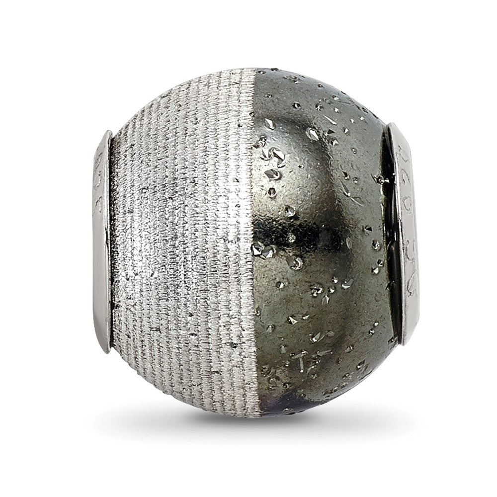 Sterling Silver Reflections Laser Etched and Black w/Sparkles Bead